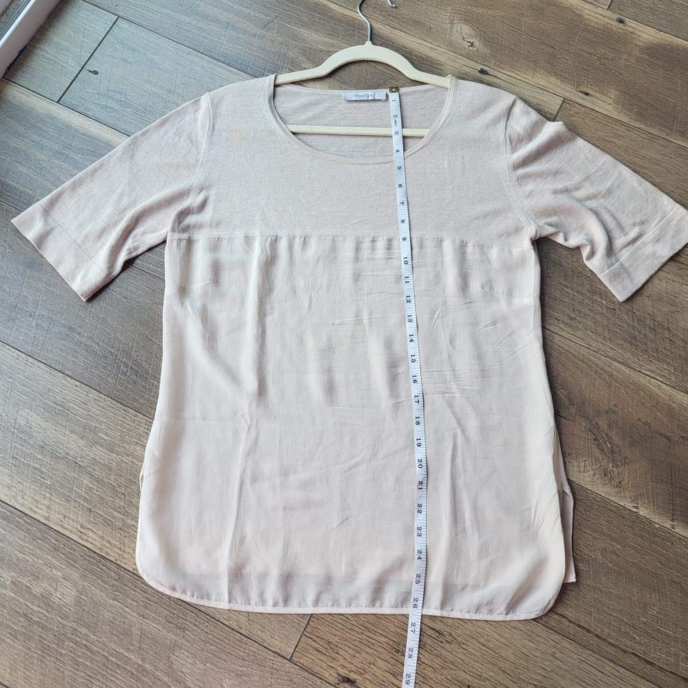 Max Mara Womens Light Pink Mixed Media Knit Woven Scoop Neck Top Blouse Size M - Picture 8 of 13